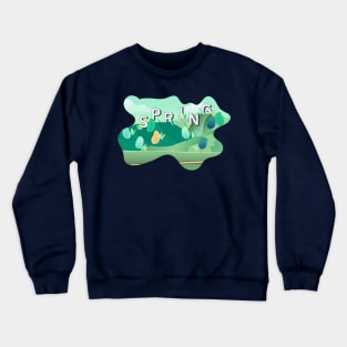 spring landscape flat illustration Crewneck Sweatshirt